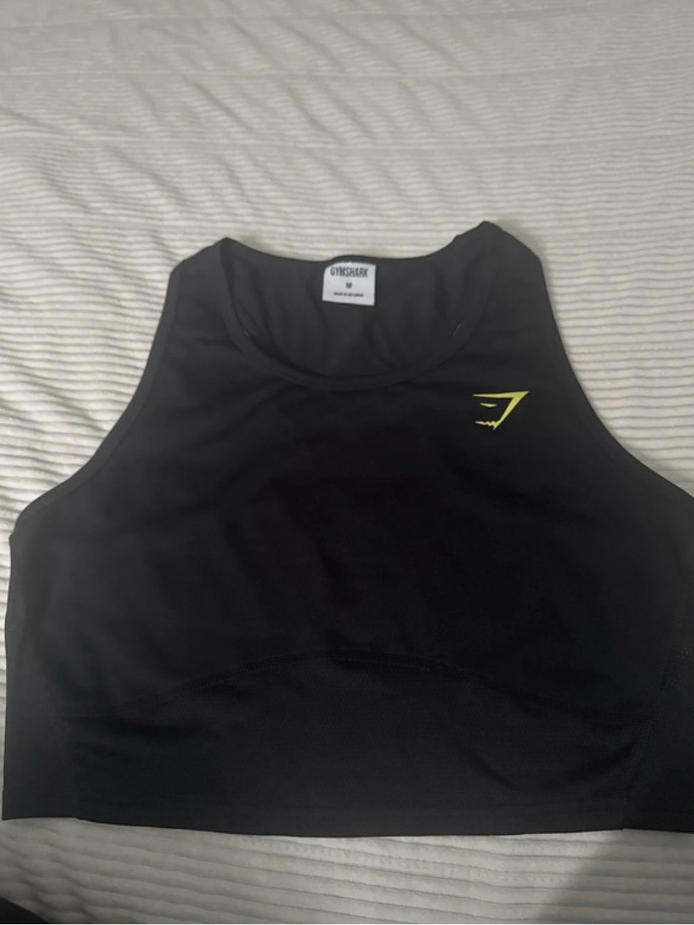 Gymshark Black Crop Tank with Yellow Logo
